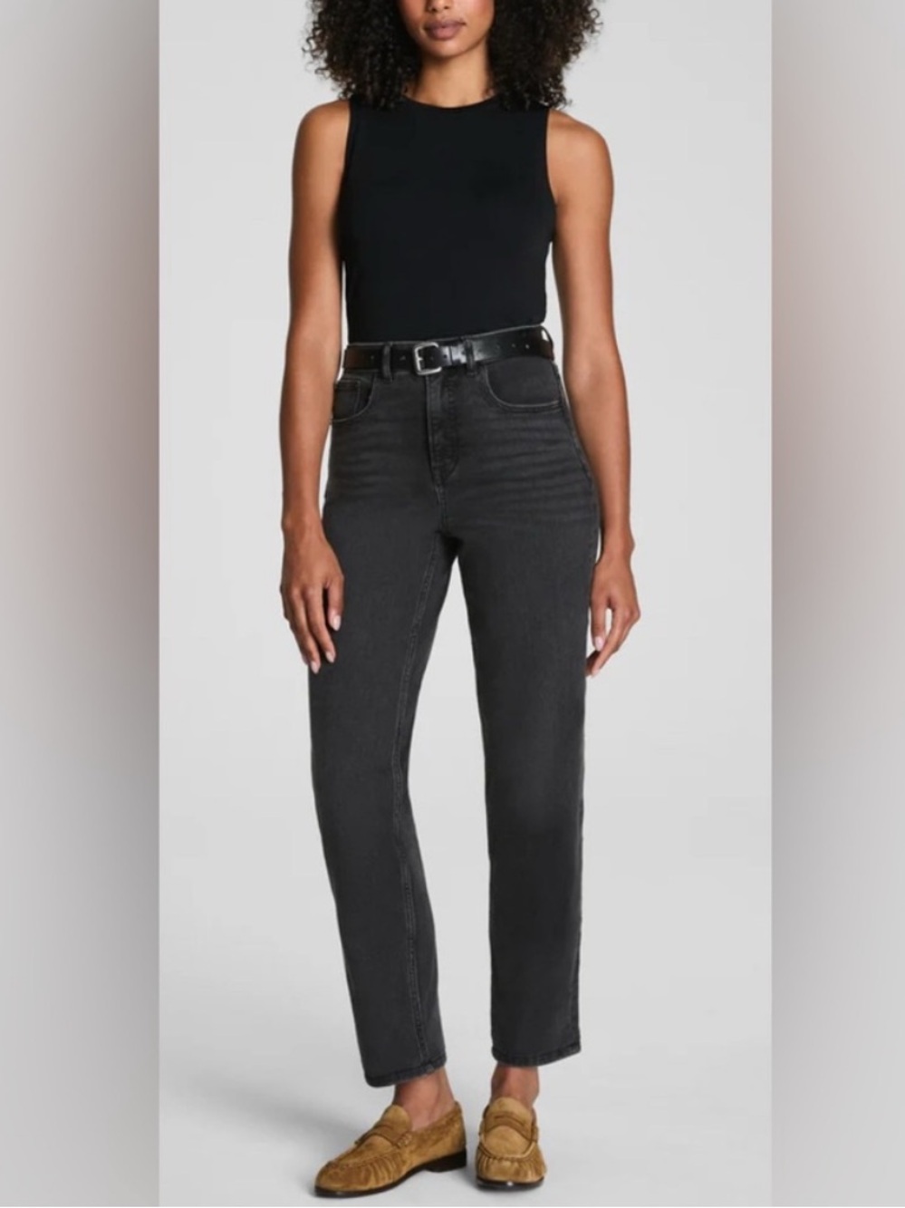 Spanx Authentic 360 90s Straight Leg Ankle Jeans Black Niagara Wash, Size S